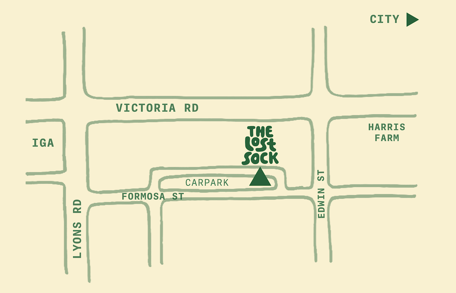 Hand-drawn map to The Lost Sock